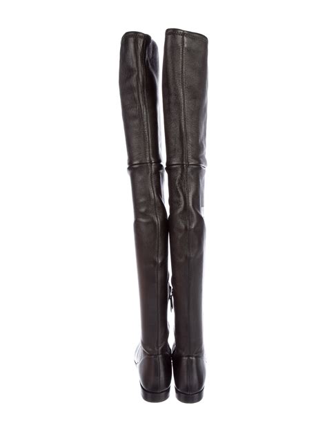 prada leather heeled boots|prada thigh high boots.